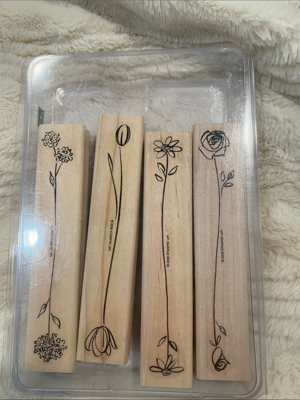 Wooden Floral Stamp Set - Natural Wood Finish